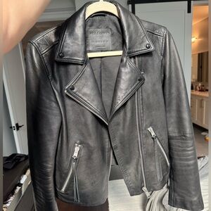 All Saints Black Leather Biker Jacket